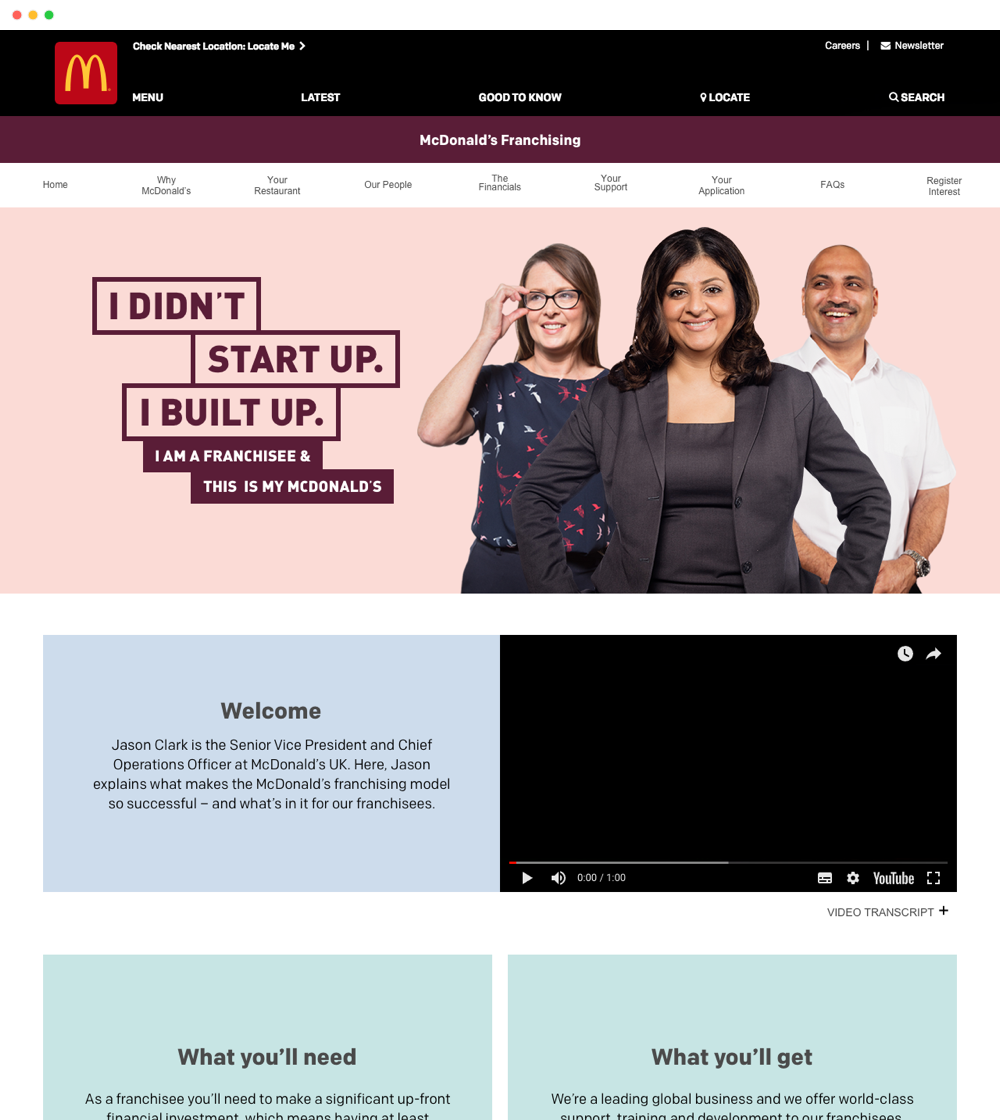 McDonald's franchisee website